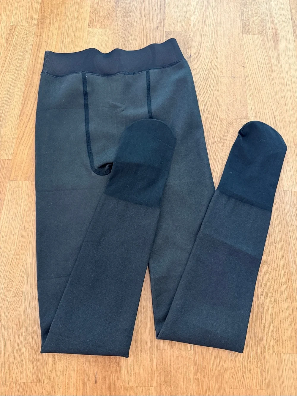 Black XS SMALL Sheer Illusion Fleece Lined Winter Cold Weather Tights